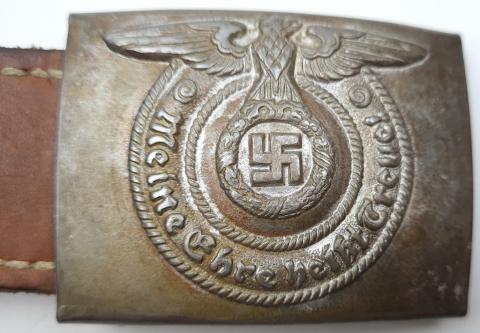 original uniform early Waffen SS belt buckle and leather RZM belt panzer totenkopf ceinture