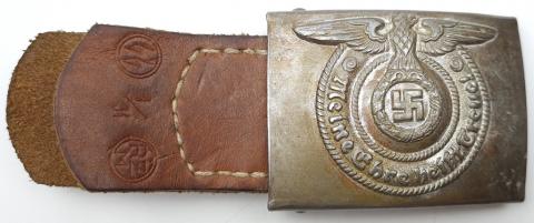 original uniform early Waffen SS belt buckle and leather RZM belt panzer totenkopf ceinture