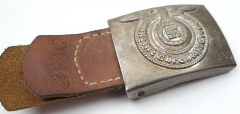 original uniform early Waffen SS belt buckle and leather RZM belt panzer totenkopf ceinture