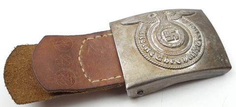 original uniform early Waffen SS belt buckle and leather RZM belt panzer totenkopf ceinture