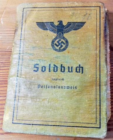 waffen ss German WWII Wehrmacht Soldbuch Soldier ID ausweis stamps entries photo document