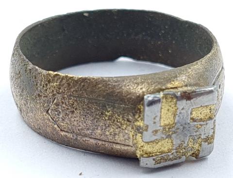 ww2 germany Third Reich Adolf Hitler Swastika ring silver allemande bague originale