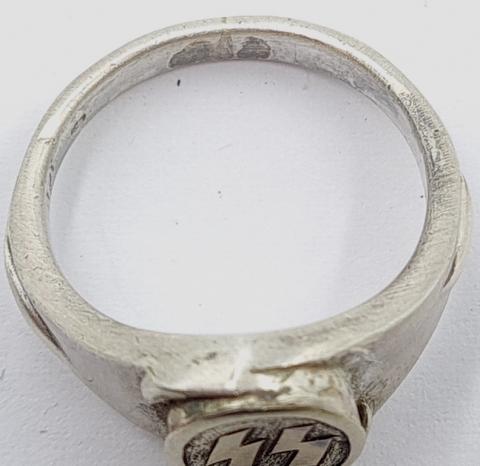 Waffen SS officer silver ring SS runes wwii germany bague d'officer allemand