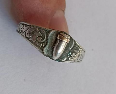Nice wehrmacht - waffen SS custom silver ring with bullet - cartridge