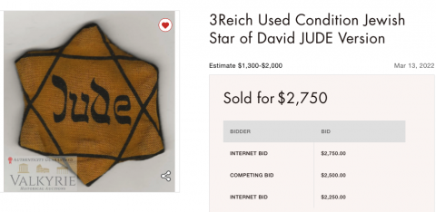 WORN Star of David from Germany JUDE with back fabrik Jew Jewish original holocaust patch Ghetto Getto