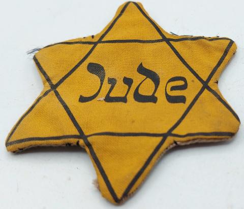 WORN Star of David from Germany JUDE with back fabrik Jew Jewish original holocaust patch Ghetto Getto