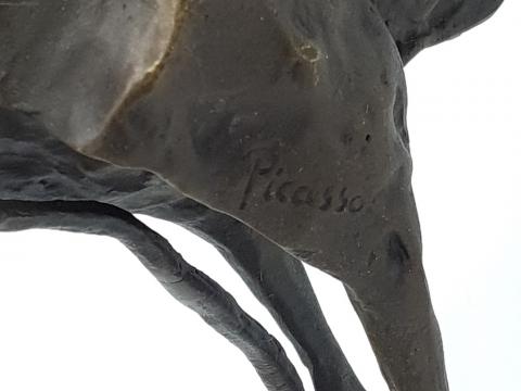 PABLO PICASSO HOMMAGE BRONZE SCULPTURE THE BULL EL TORO SIGNED ART DECO