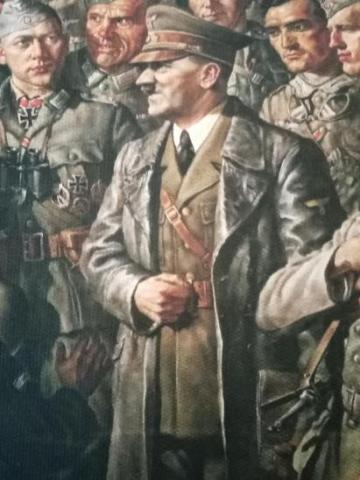  poster third reich Furher Adolf Hitler photo painting original frame
