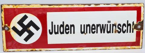 original ww2 Anti-Semitic Sign Jews Unwanted Juden Unerwunscht holocaust jewish