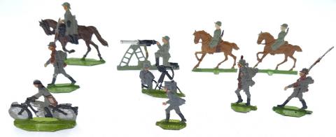 Rare 1930s WW2 German army toys soldaten figurines elastolin hausser lineol motorcycle waffen ss