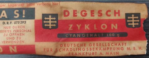 RARE Concentration Camp Zyklon B canister label holocaust original for sale
