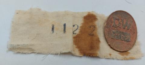 Holocast concentration camp Dachau inmate patch ID forced labour REIMAHG D.W. aircraft factory Goring 