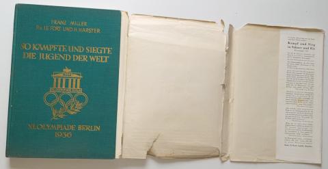 RARE Third Reich 1936 olympics Berlin HITLER JUGEND book with dustcover