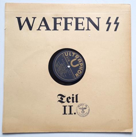 RARE Third Reich NSDAP Waffen SS set of gramophone records in case, stamped