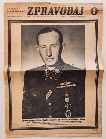 RARE WAFFEN SS TOTENKOPF concentration camp architect Reinhard Heydrich Assassination czech journal