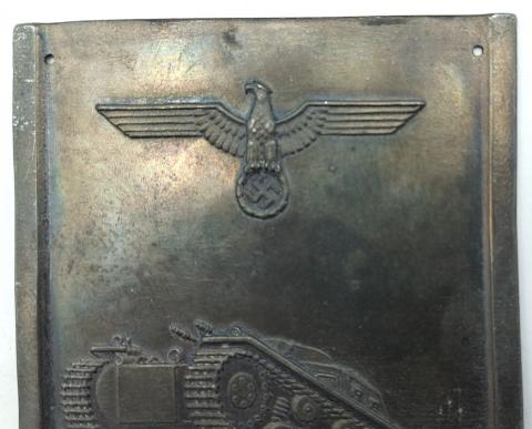 original WAffen SS Totenkopf PANZER DIVISION commemorative plate with tank sign original WAffen SS Totenkopf PANZER DIVISION commemorative plate with tank sign