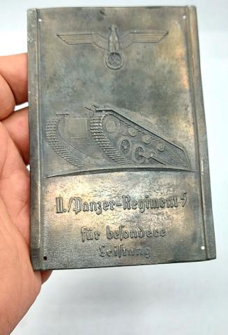 original WAffen SS Totenkopf PANZER DIVISION commemorative plate with tank sign original WAffen SS Totenkopf PANZER DIVISION commemorative plate with tank sign