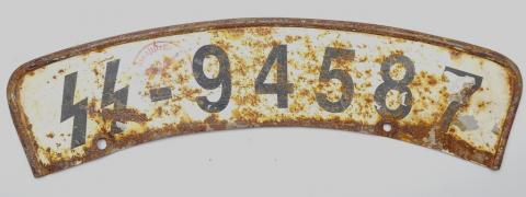 RARE waffen SS Totenkopf Panzer grenadier motorcycle licence plates set stamped