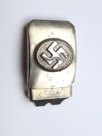 RARE WW2 German Nazi Third Reich Adolf Hitler Partisan Belt Buckle by D.R.G.M with swastika