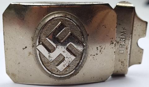 RARE WW2 German Nazi Third Reich Adolf Hitler Partisan Belt Buckle by D.R.G.M with swastika