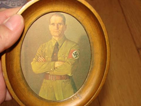 Rudolph Hess NSDAP leader photo frame Third Reich eagle stamp