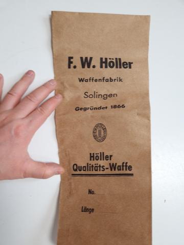 SA NSKK Dagger or sword case paper enveloppe etui by F.W Holler waffenfabrik Solingen
