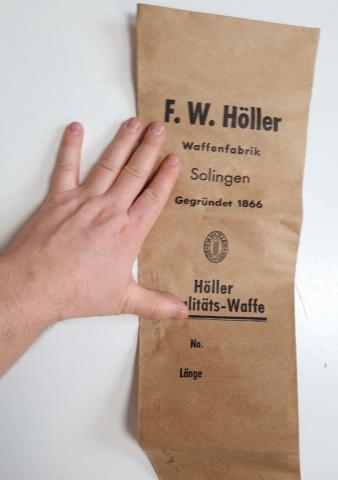 SA NSKK Dagger or sword case paper enveloppe etui by F.W Holler waffenfabrik Solingen