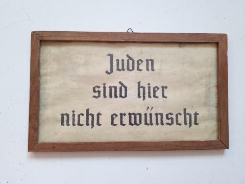 original for sale ANTI JEWISH "JEWS ARE NOT WANTED HERE" POSTER SIGN IN FRAME FROM HOLLAND "JUDEN SIND HIER NICHT ERWÜNSCHT"