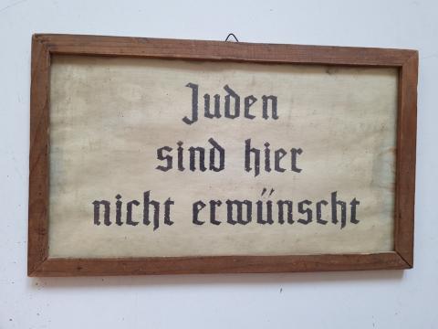 original for sale ANTI JEWISH "JEWS ARE NOT WANTED HERE" POSTER SIGN IN FRAME FROM HOLLAND "JUDEN SIND HIER NICHT ERWÜNSCHT"
