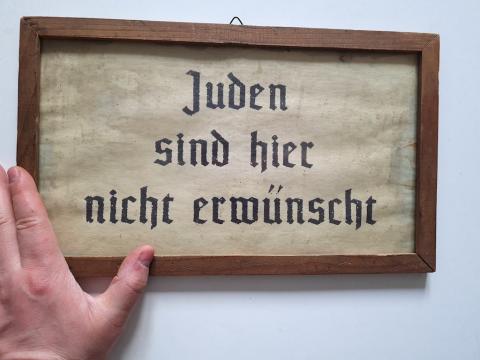 original for sale ANTI JEWISH "JEWS ARE NOT WANTED HERE" POSTER SIGN IN FRAME FROM HOLLAND "JUDEN SIND HIER NICHT ERWÜNSCHT"