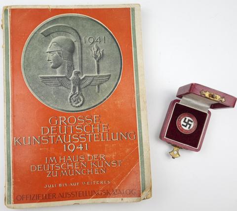 Third Reich Nazi Party RARE NSDAP RZM pin membership + original box + catalog 1941 book