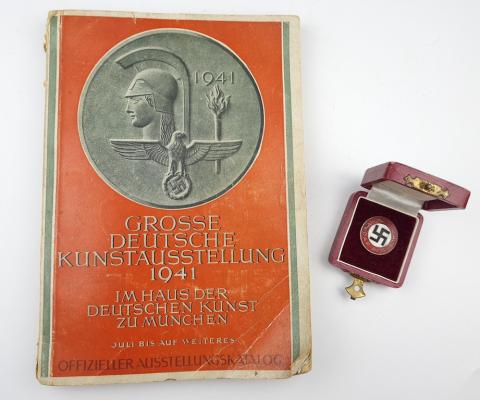 Third Reich Nazi Party RARE NSDAP RZM pin membership + original box + catalog 1941 book