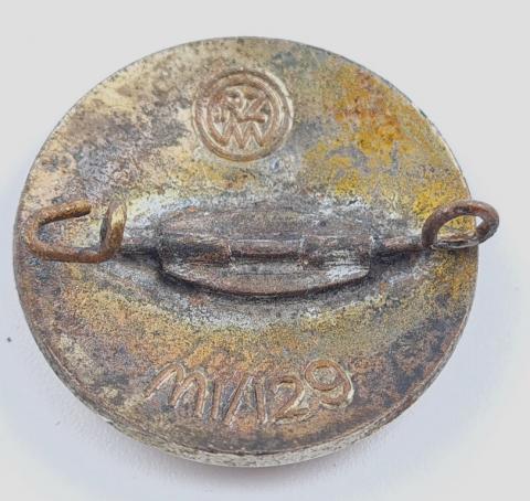 Third Reich NSDAP Fuhrer Adolf Hitler nazi Party membership enamel pin made by RZM m1/129