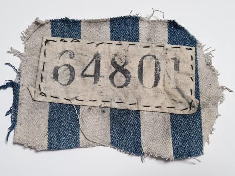 UNIQUE ! Concentration camp AUSCHWITZ BIRKENAU inmate who survived uniform jacket PATCH ID