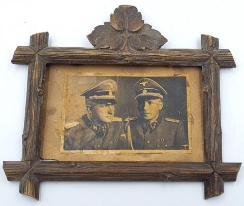 Concentration camp AUSCHWITZ Waffen SS totenkopf officer guards photo in frame