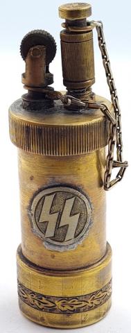 Waffen SS battle field lighter with SS runes and Third Reich eagle - WORKING CONDITION