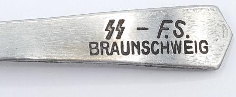 Waffen SS Braunschweig SS-Junker Schools large sauce spoon silverware marked SS