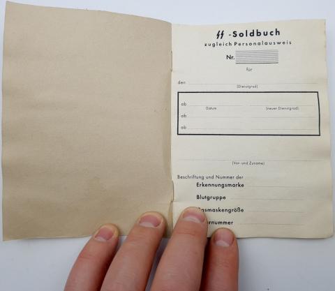 Waffen SS Empty - unissued SOLDBUCH ID Booklet totenkopf - panzer das reich