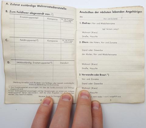 Waffen SS Empty - unissued SOLDBUCH ID Booklet totenkopf - panzer das reich
