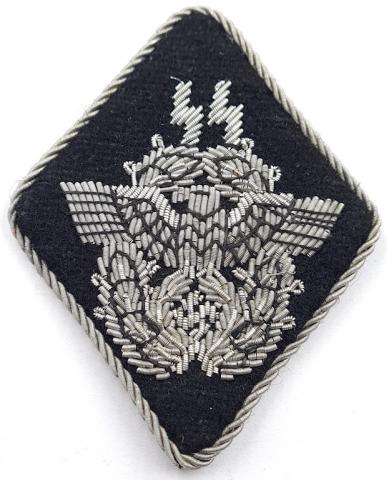Waffen SS Gestapo Polizei Officer Diamond Sleve tunic collar tab flat wire