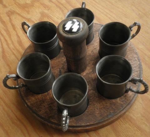 Waffen SS Leibstandarte SS Adolf Hitler 1st division partisan shooter cups silverware set