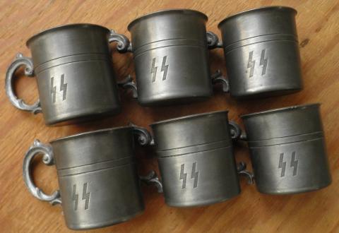 Waffen SS Leibstandarte SS Adolf Hitler 1st division partisan shooter cups silverware set