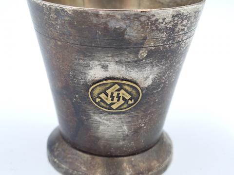 Waffen SS partisan membership silverware cup stamped with third reich eagle