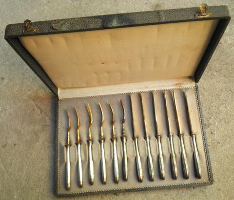 Waffen SS rare silverware case wedding gift 10 pieces knives and forks
