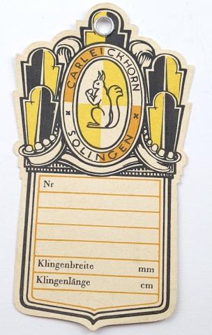 Waffen SS - SA - NSKK Karl Eickhorn, Solinger dagger tag label RARE