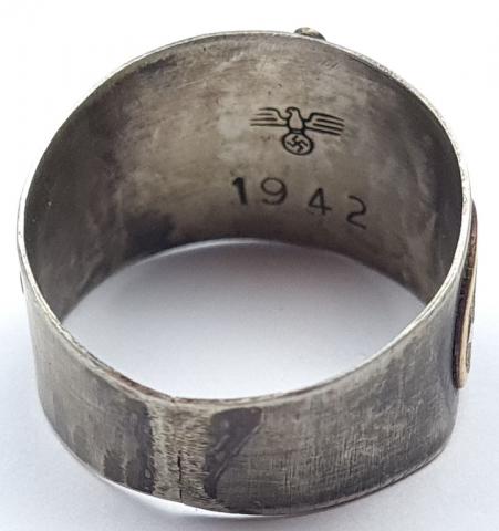 Waffen SS soldier ring with ss runes third reich eagle swastika marked silver original genuine a vendre