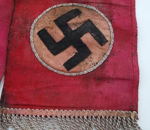 Waffen SS standarte Sturmann funeral sash banner with ss runes and swastika