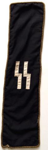 Waffen SS tiny funeral SASH with SS runes - flag pennant commemorative