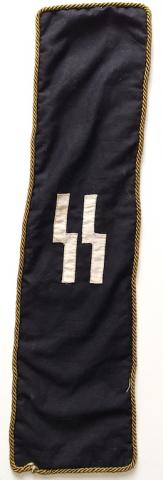 Waffen SS tiny funeral SASH with SS runes - flag pennant commemorative