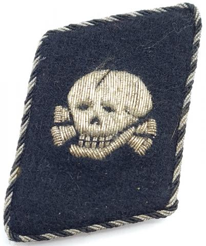 original uniform Waffen SS totenkopf concentration guard vertical collar tab flatwire OFFICER rank